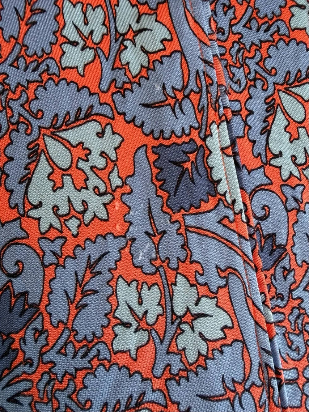 Tory Burch midi dress v neck orange blue paisley leaf pattern L
